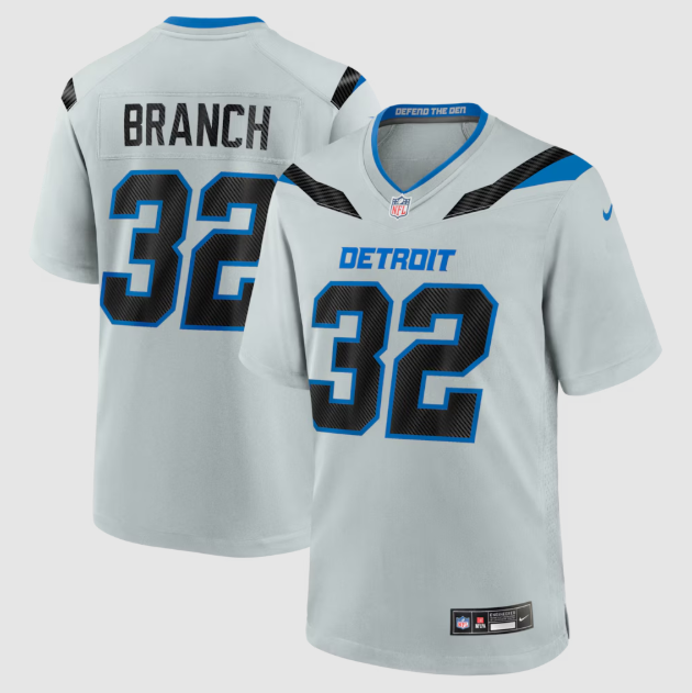 Detroit Lions Brian Branch Silver 2026 Rivalries Collection Jersey
