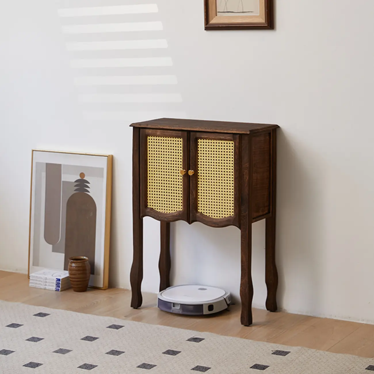 Traditional Brown Wooden Console Table with Drawers