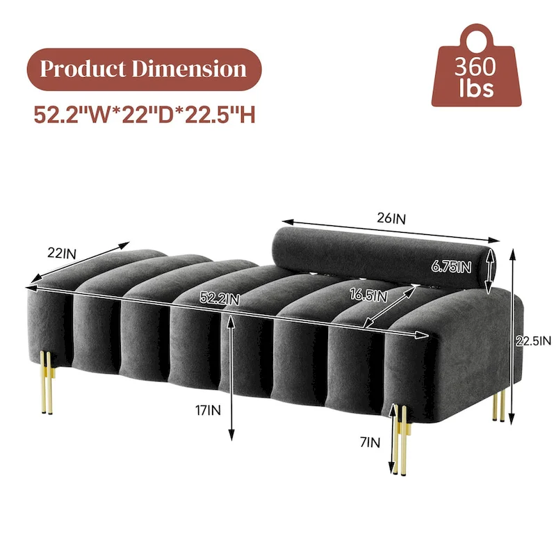 Ouyessir 52.2 Modern Channel Tufted Window Bench with Adjustable Back