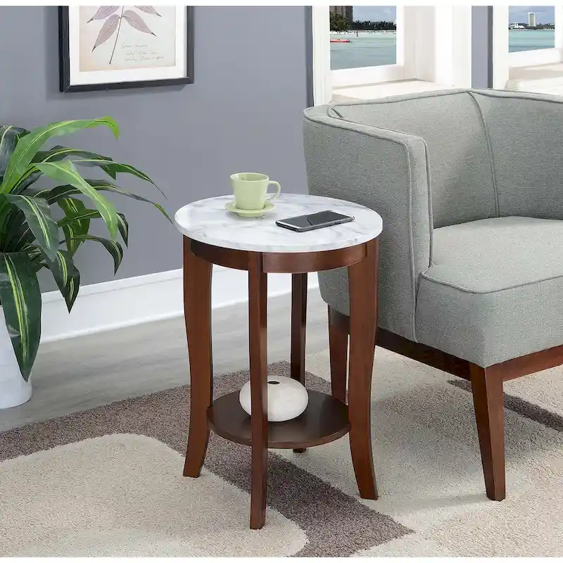 Round End Table with Shelf