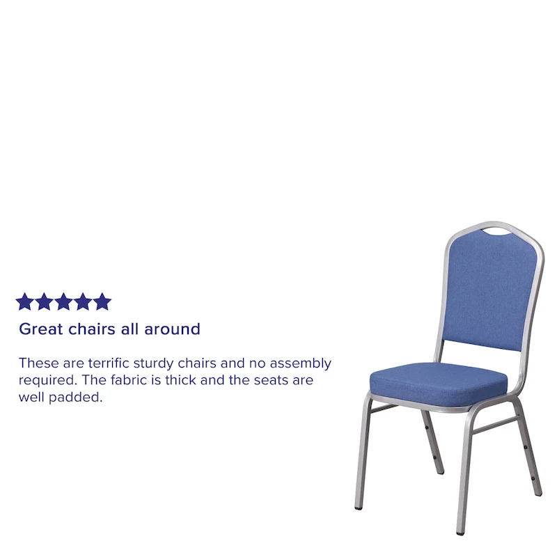 Steel/ Blue Fabric Crown Back Stacking Banquet Chair (Set of 4)