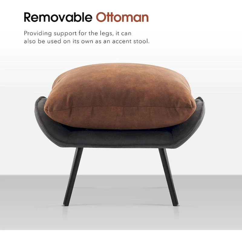 Leathaire Fabric Accent Chair with Ottoman