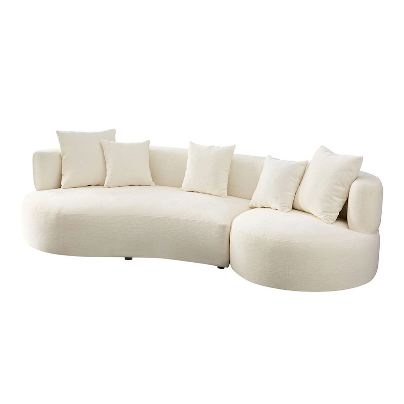 Modern 2 in 1 Sectional Curved Rotatable Sofa Couch, Swivel 360 Comfy 4-Seat Upholstered Sofa