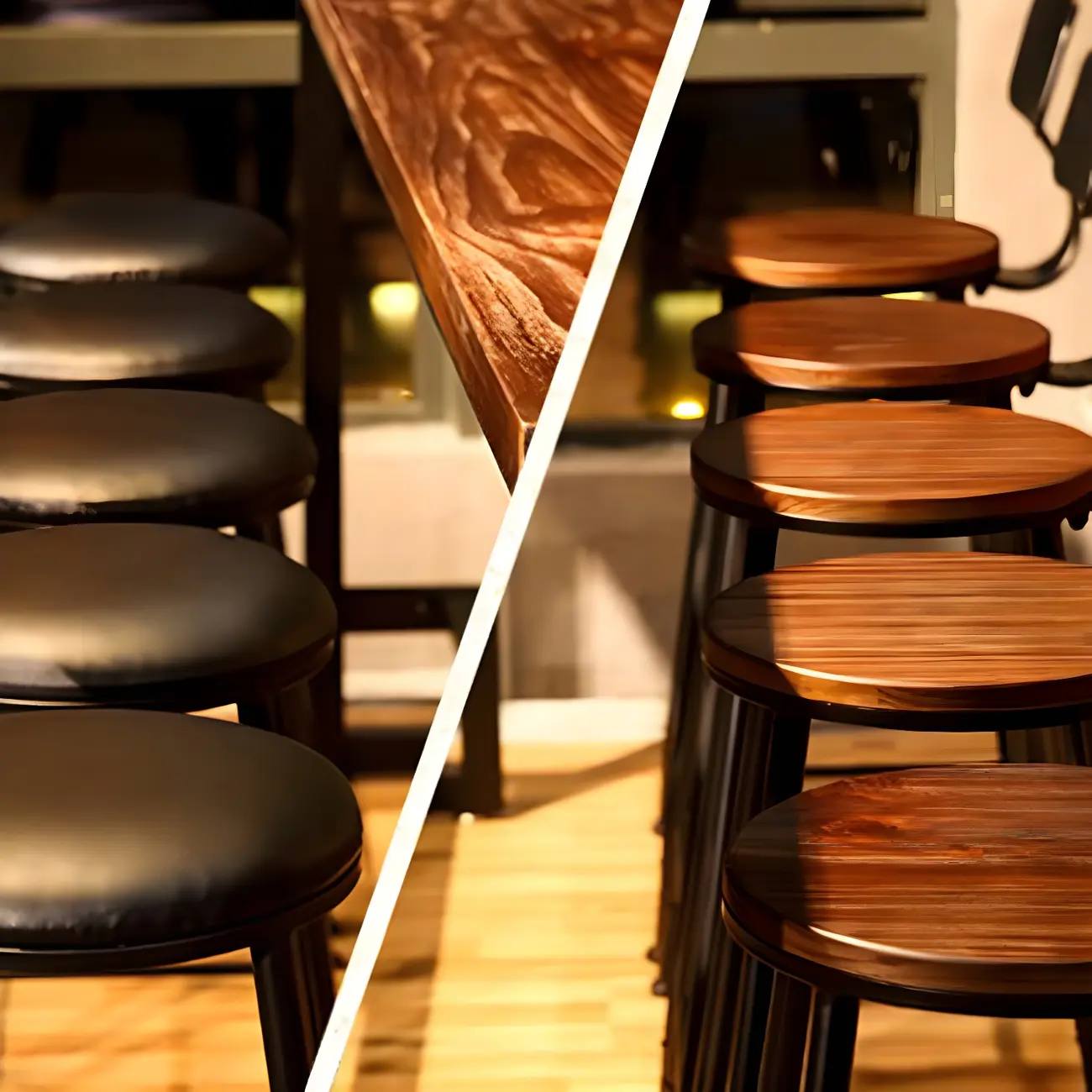 Rectangular Brown Wooden Bar Height Bar Set