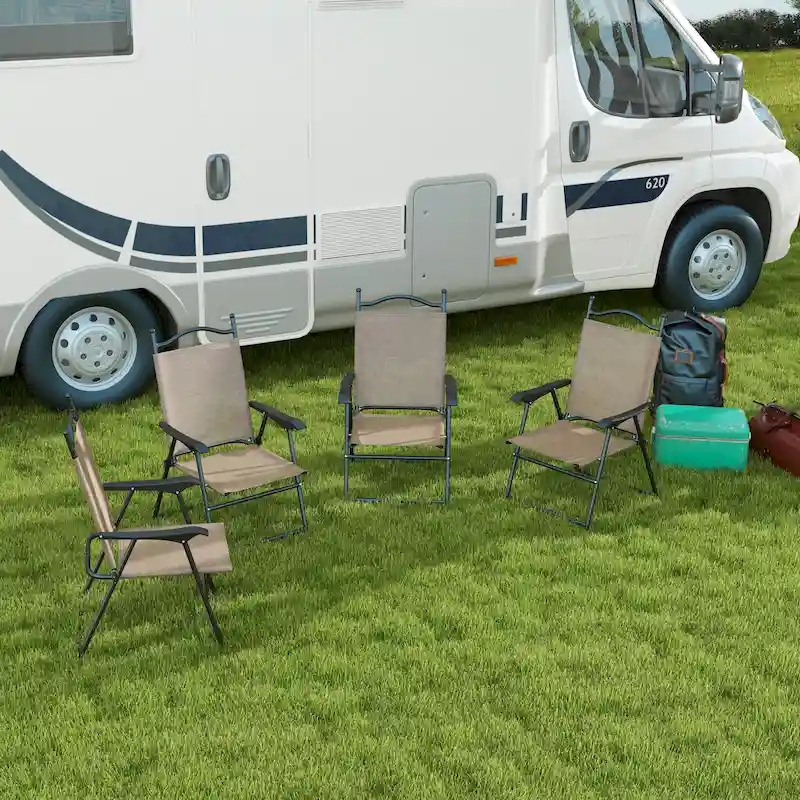 Outsunny Folding Patio Chairs, Set of 4 Sports Chairs for Adults, Camping Chairs