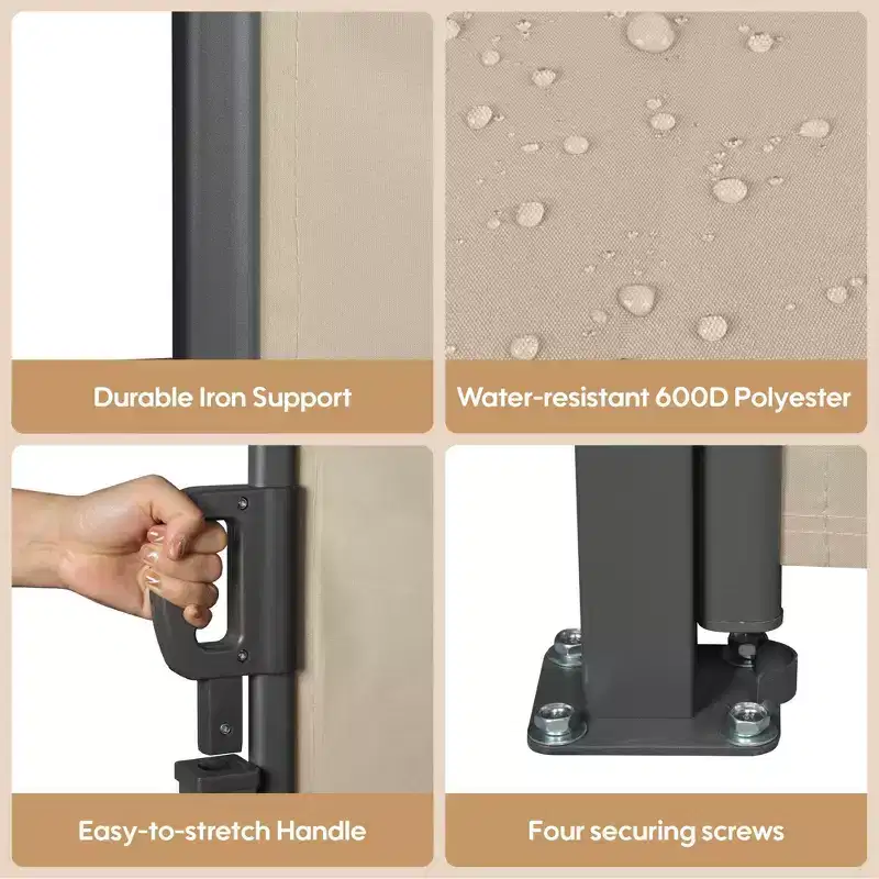 Retractable Side Screen Awning, UV Resistant, Waterproof, Patio Privacy Screen for Garden, Balcony, 118.1 x 62.99