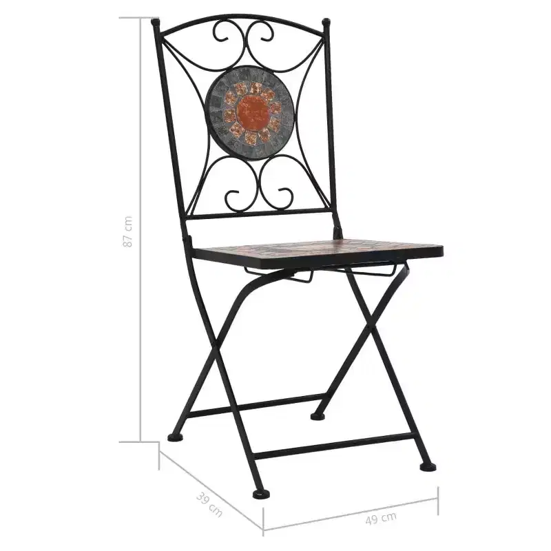 vidaXL Mosaic Bistro Set Terracotta Powder-coated iron, ceramic tile