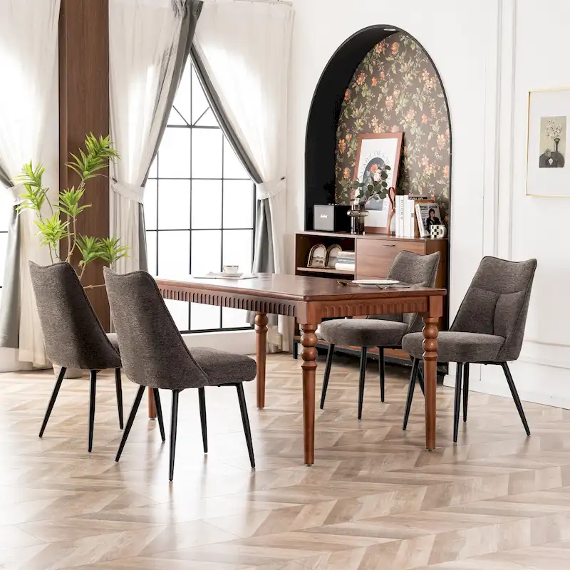 Modern Upholstered Fabric Kitchen & Dining Room Chairs Set of 2