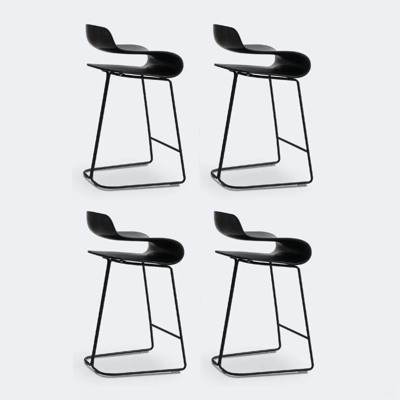 Industrial Plastic Steel Frame Low Back Armless Bar Stool