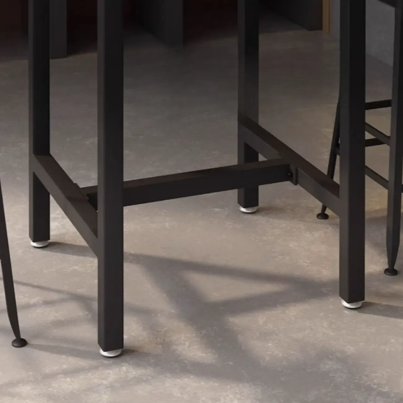 Square Wooden Top Iron Footrest Bistro Table