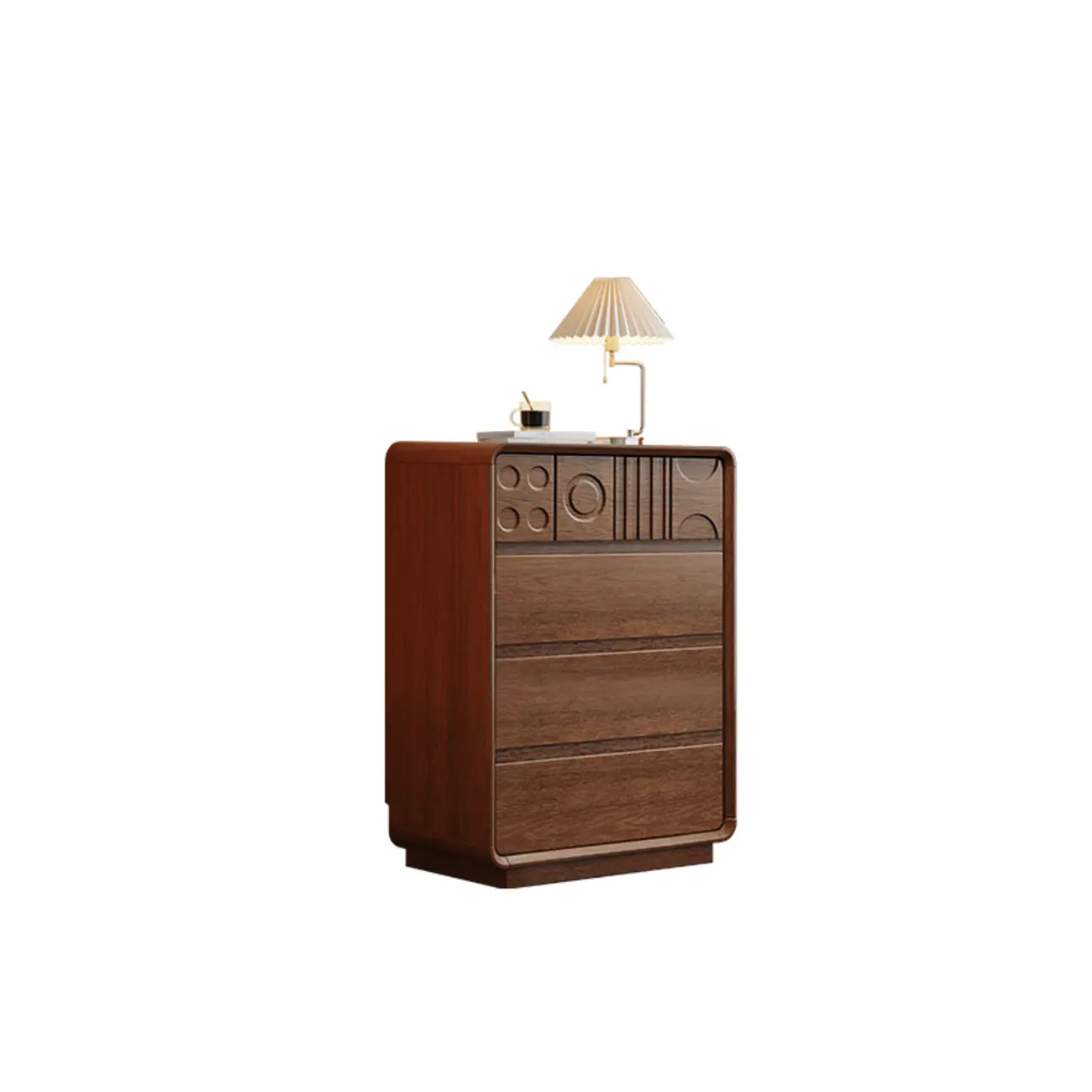 Modern Walnut Wood Buffet with Storage Drawers