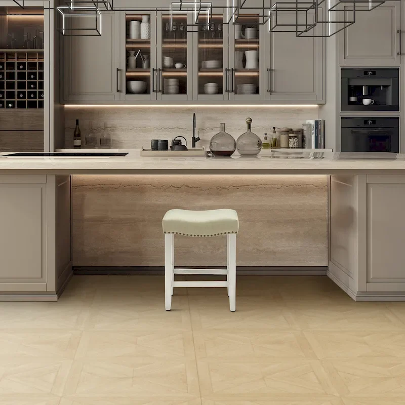 Jameson Upholstered Polyester Antique White 24 Inch Counter Stool