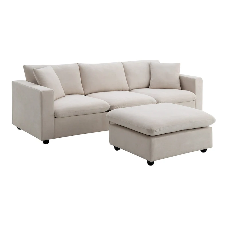 101  L-Shaped Cloud Sectional Sofa with Ottoman & Pocket Springs