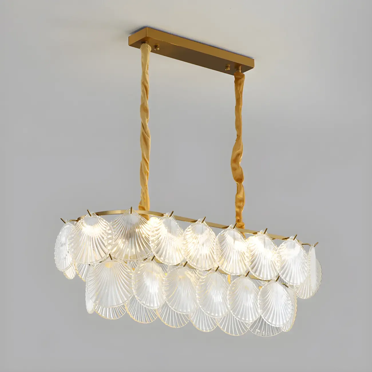 Modern Gold Glass Island Chandelier with 8 Lights