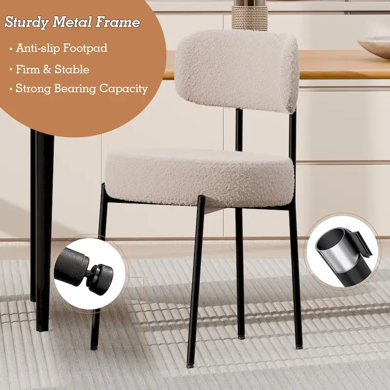Mid-Century Modern Upholstered Boucle Dining Chairs (Set of 2/4/6)