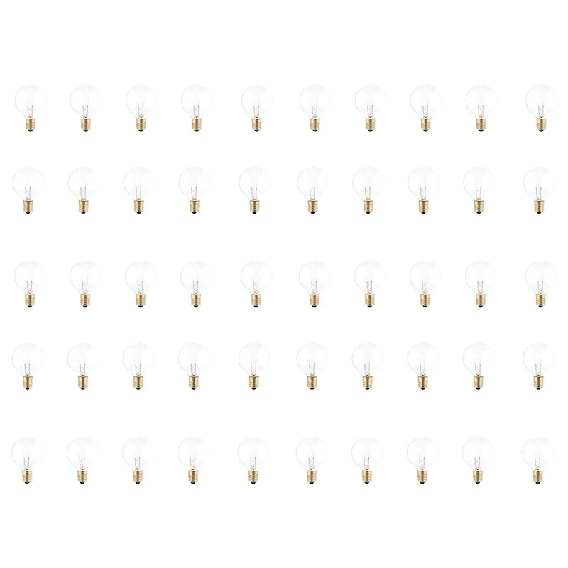 Bulbrite 40 Watt Incandescent G12 Globe Bulb, Clear Dimmable Candelabra Screw Base (E12) Warm White Light Bulb (Pack of 50)
