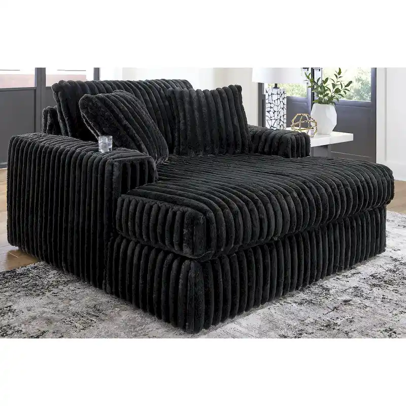 Signature Design by Ashley Midnight-Madness Black Oversized Chaise - 64W x 68D x 41H