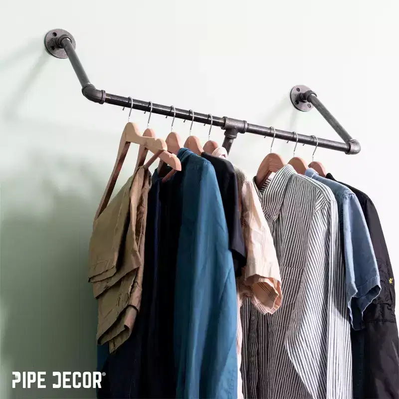 28 in. Tri-flange Wall Mounted Clothing Rack By PIPE DECOR