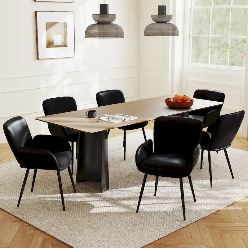 Set of 2 Cat-Scratch Resistant Dining Chairs with Gold Metal Legs