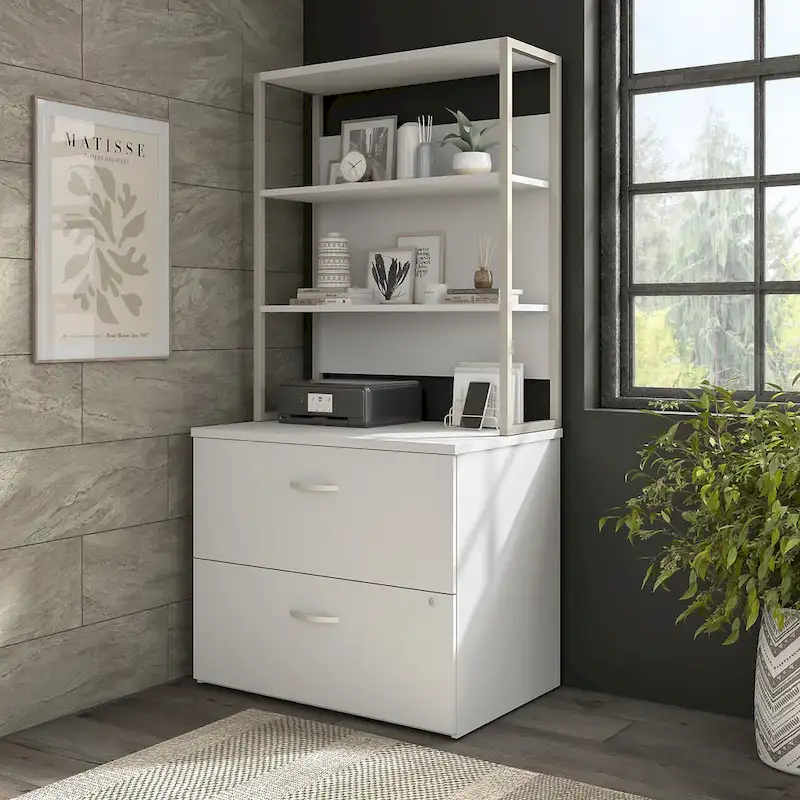 2-Drawer Lateral File Cabinet with Open Shelves
