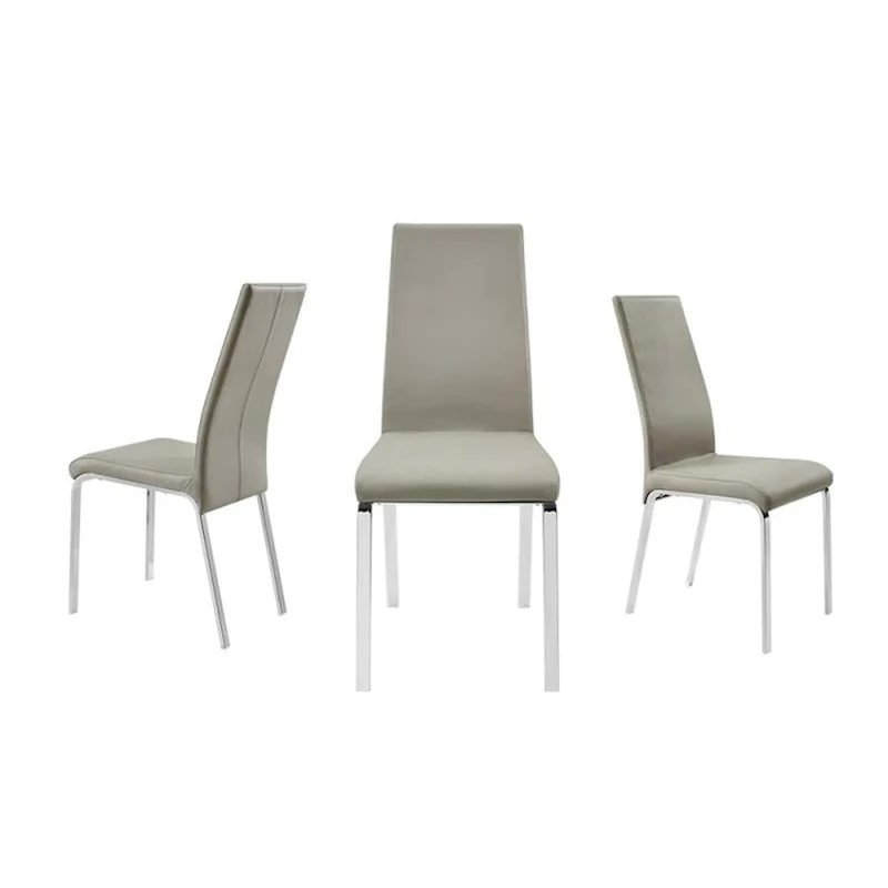 Taupe / White Top Grain Leather Dining Chair, Set of 2