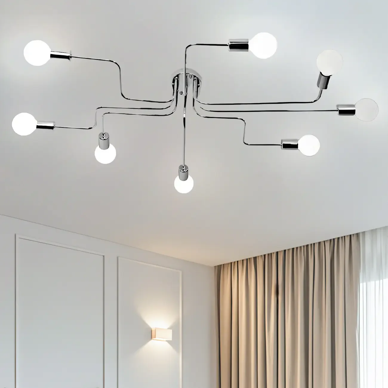 Industrial Branch Metal Semi Flush Ceiling Light