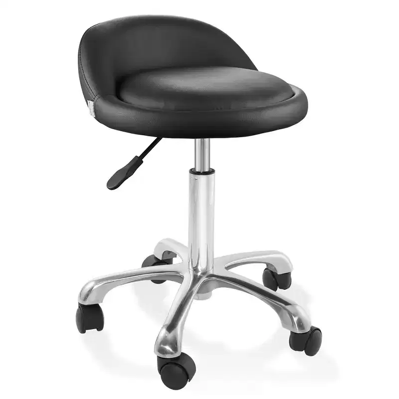 Saloniture Rolling Hydraulic Salon Stool with Low Backrest - Adjustable Swivel Chair for Spa or Medical Office