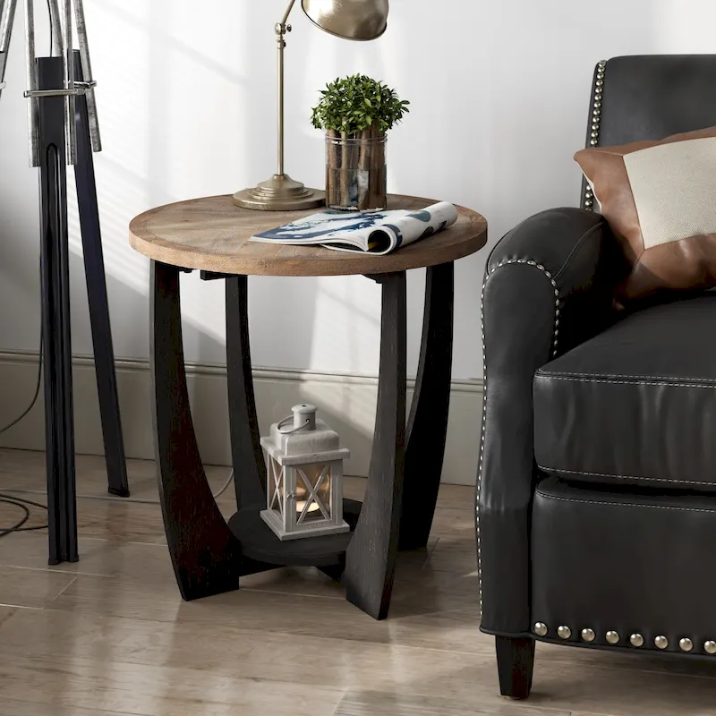 Brown & Black, X-Cross / Geometric Leg / Half Moon, End Table / Coffee Table / Console Table, Seats 1