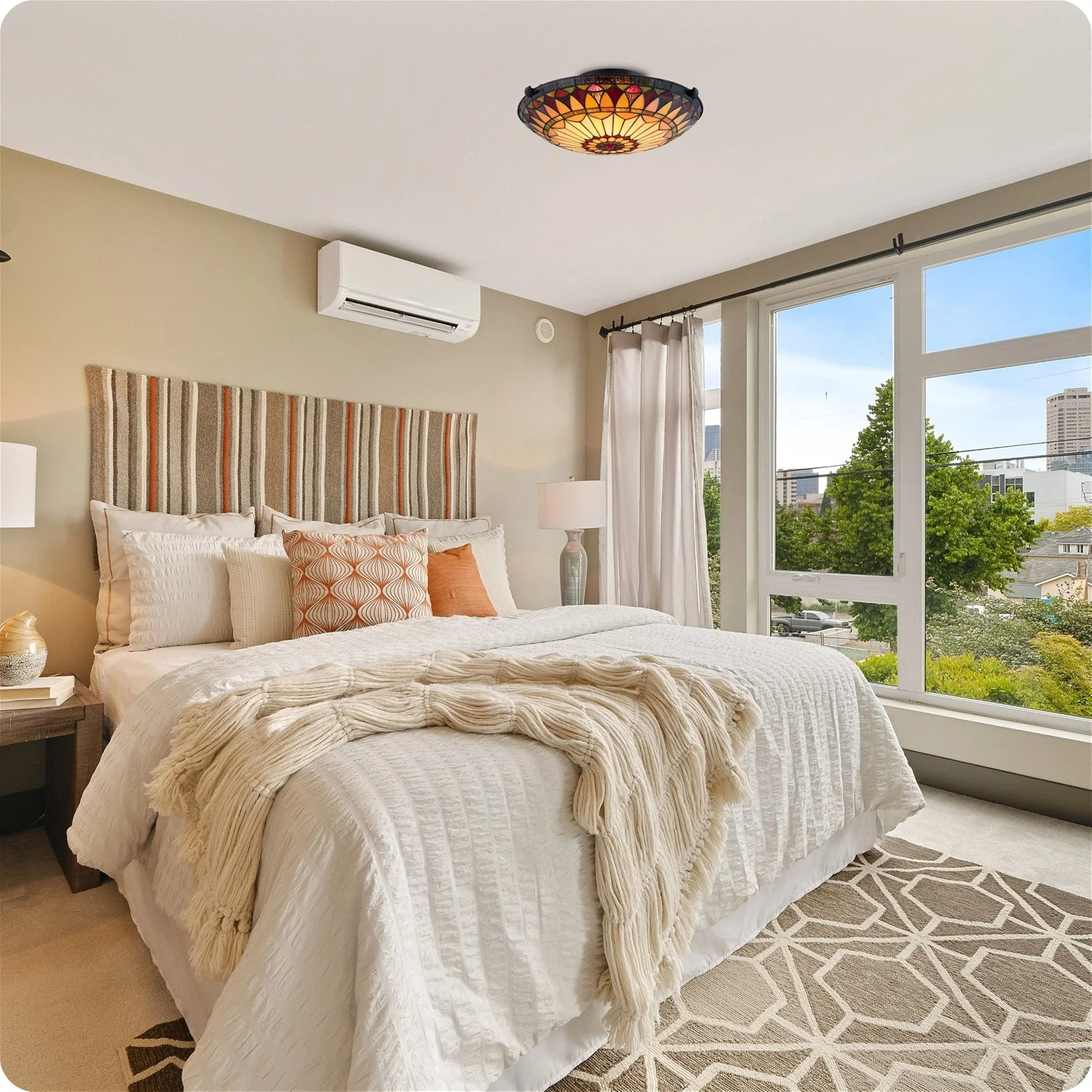 Mateo 16 2-Light Tiffany Glass Flush Mount Ceiling Light