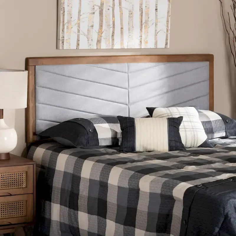 Modern Contemporary Wood Headboard in Light Grey - Minimalist Bedroom Accent