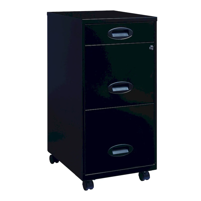 Black 3-Drawer Mobile File Cabinet