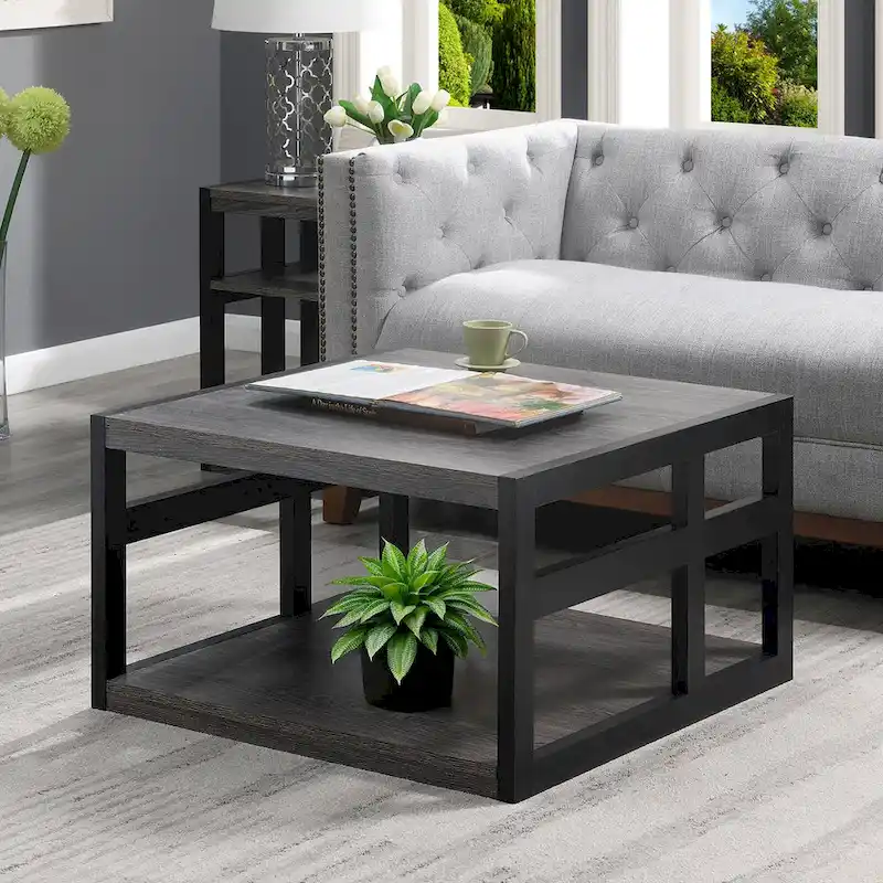 Square coffee table with shelves