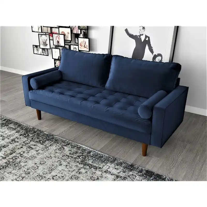 Velvet Mid-Century 3-Seater Sofa – 8 Colors