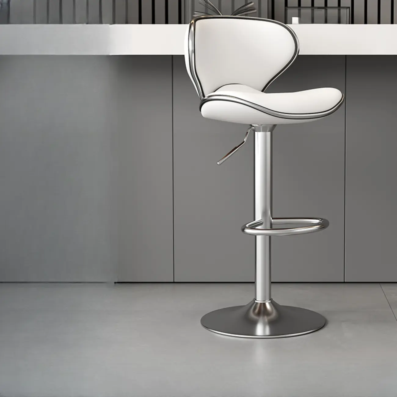 Leather Cushioned Saddle Swivel Adjustable Bar Stool