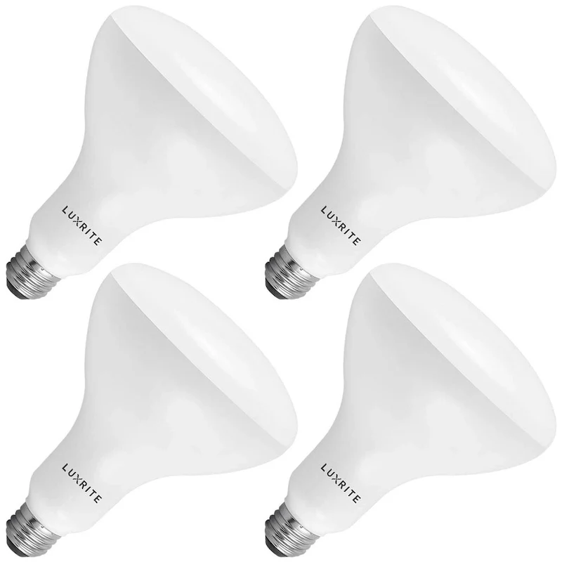 Luxrite BR40 LED Light Bulbs, 85W Equivalent, Dimmable, 1100 Lumens, Damp Rated, UL Listed, E26 Medium Base (4 Pack)