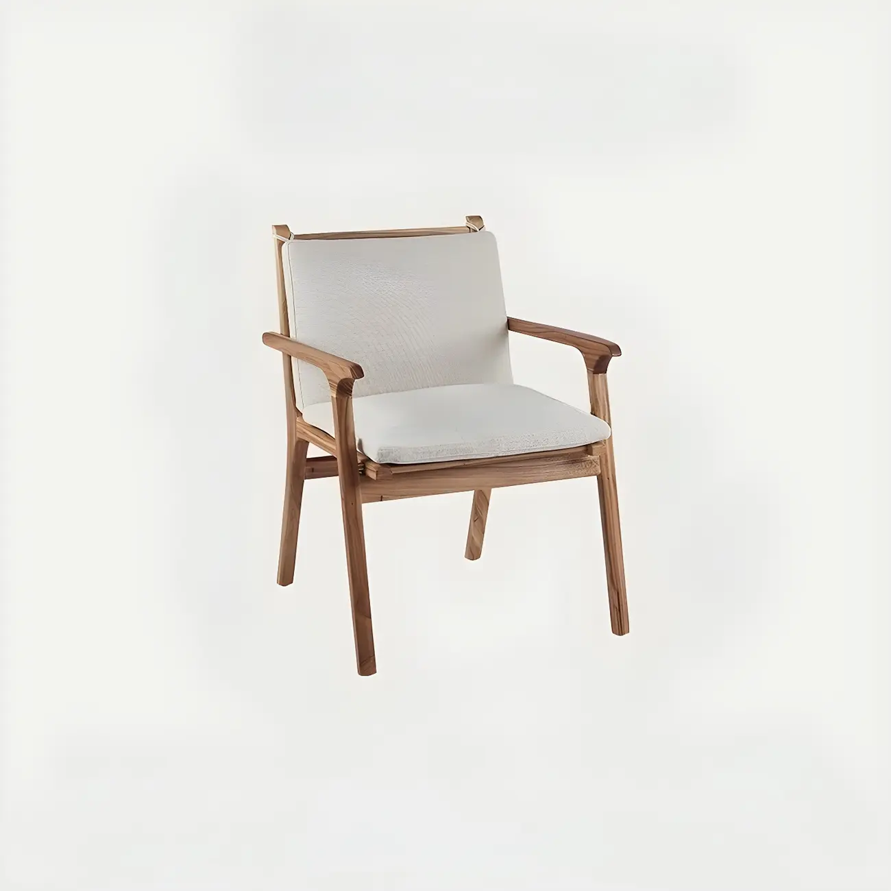 Scandinavian Faux Leather Wood Square Arm Accent Chair