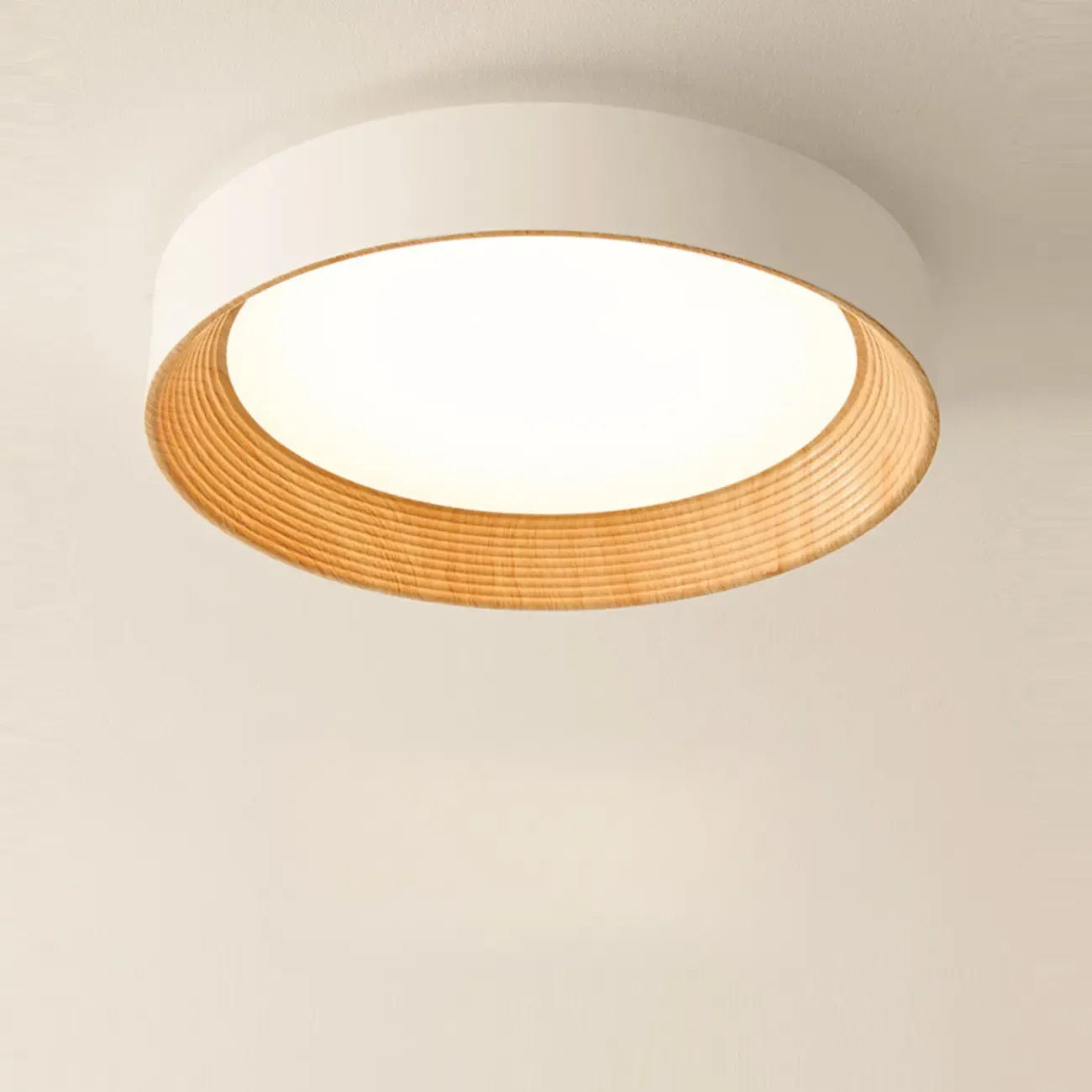 Walnut Round Flush Mount Ceiling Light