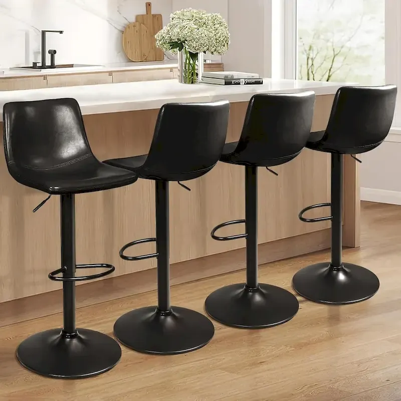 Bossin Bar Stools Set of 2 Height Adjustable,Swivel Counter Height Bar Stools with Back