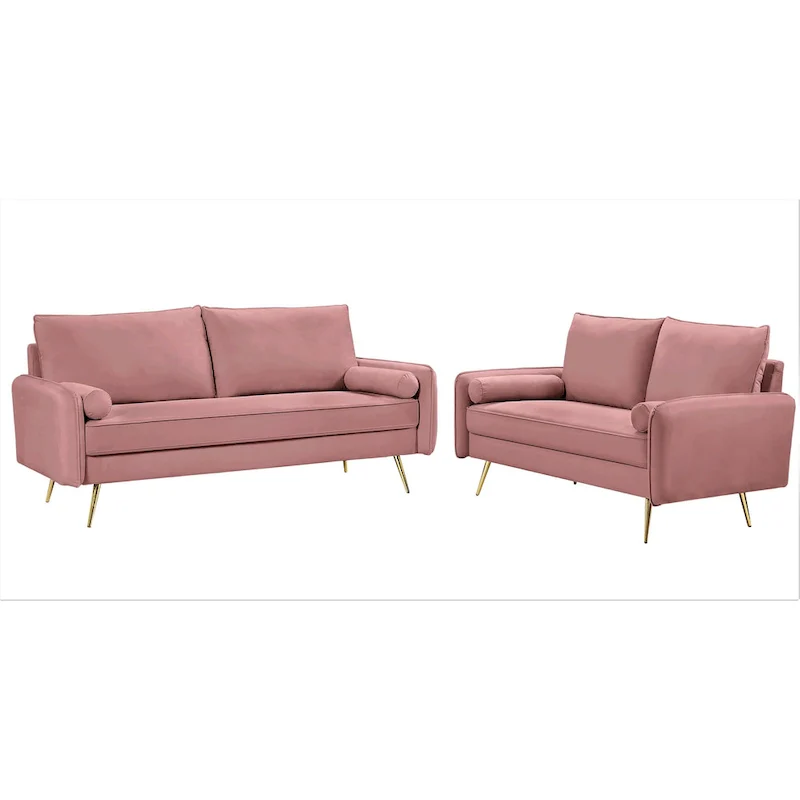 Villeda Velvet Mid-century modern 2PCS living room set
