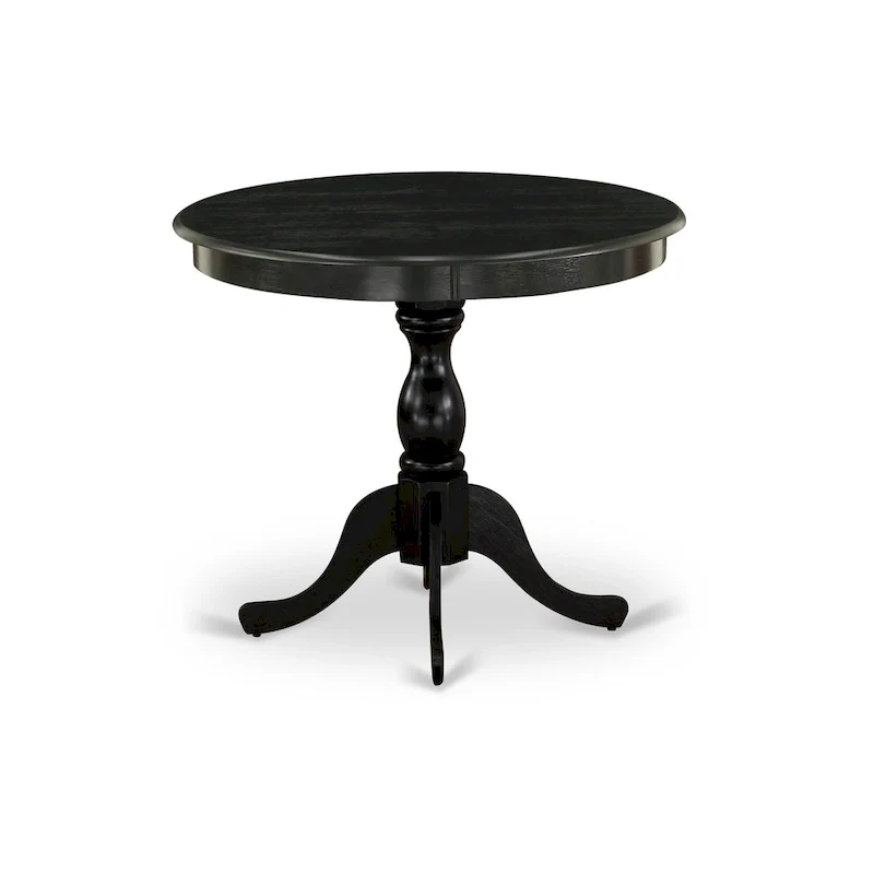 East West Furniture Dining Room Table - a Round kitchen Table Top with Pedestal Base, (Finish Options Available)