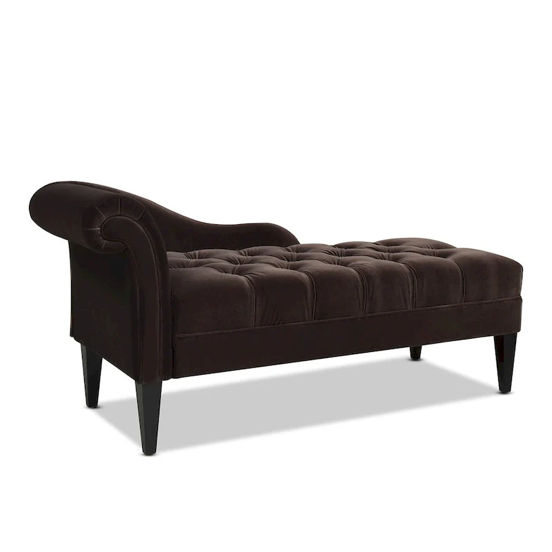 64 Mid-Century Tufted Rolled-Arm Chaise Lounge