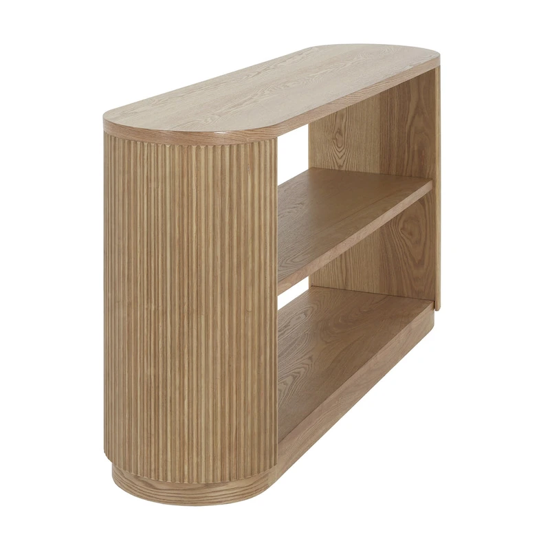 Modern Entryway Console Table - Slim Sofa Table with Open Shelf & Elegant Wood Grain, Multi-Functional Hallway Table