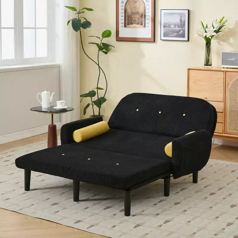 Okak Modern Small Convertible Sofa Couch with Side Pockets & USB Port,Comfy Loveseat Sleeper Sofa for Living Room,Apartment