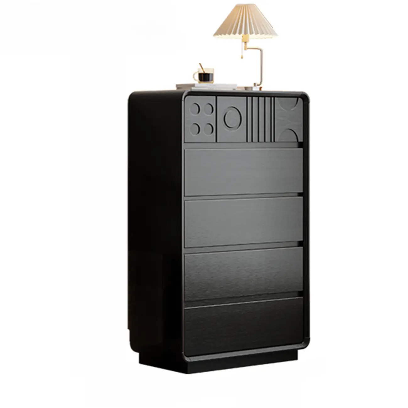 Art Deco Inspired Wood Dresser with Geometric Carvings