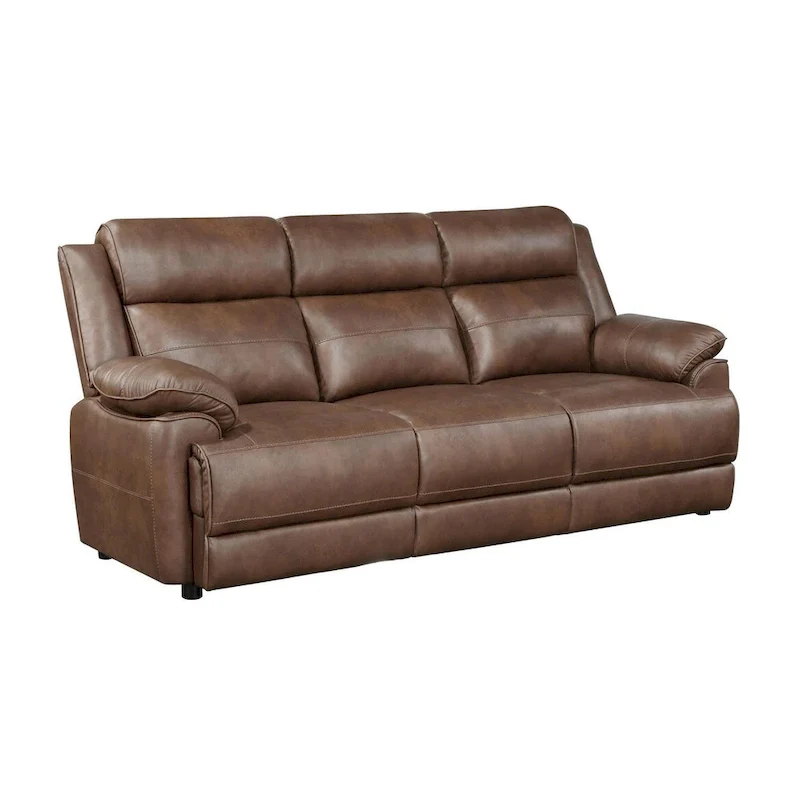 3-Piece Leatherette Sofa Set with Plywood & Foam – Dark Brown, Living Room Seating