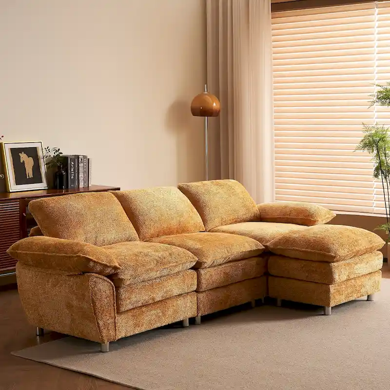 Modern dark three-seater sofa, polyester sofa sleeper, comfortable upholstered furniture for living room, apartment