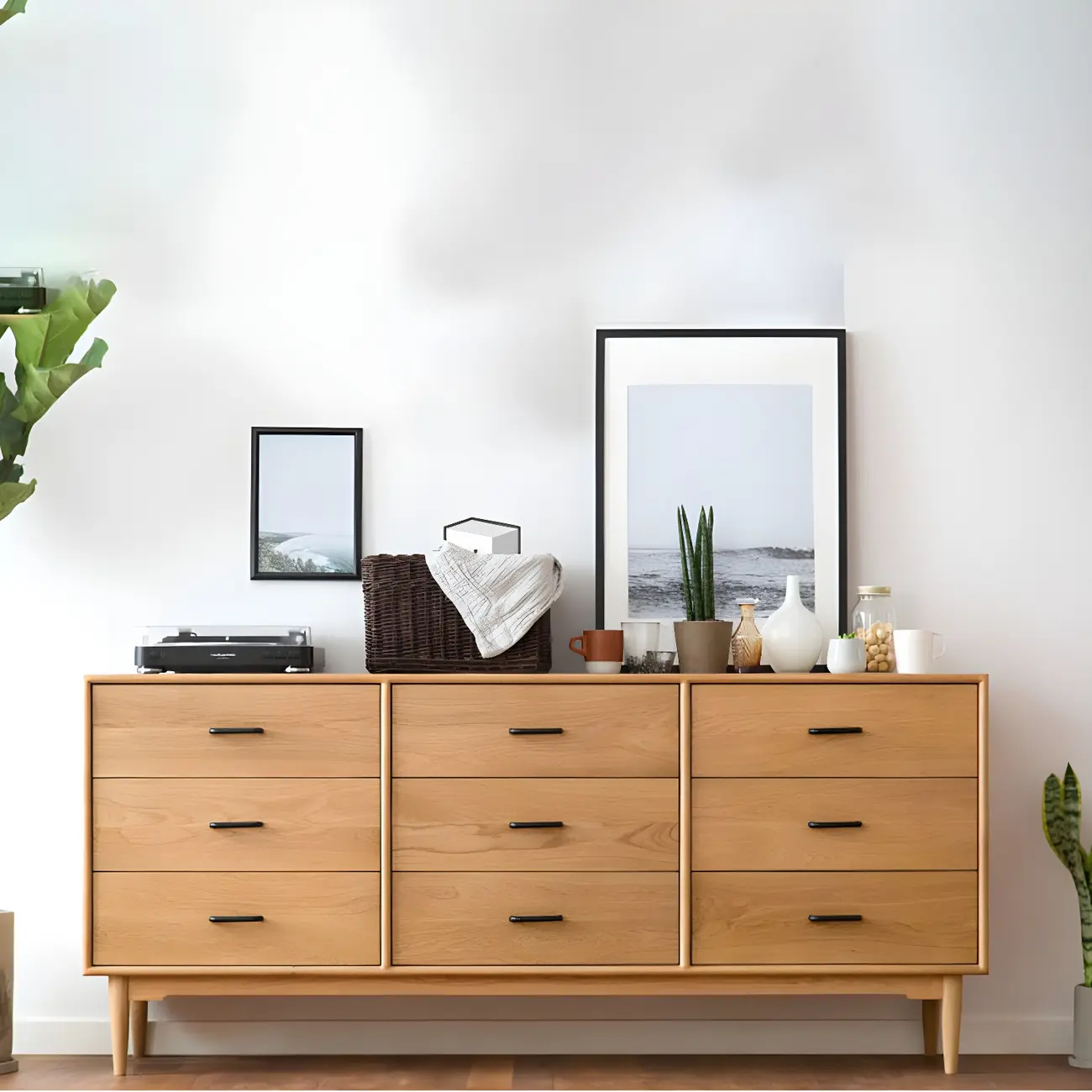 Classic Pine Wood Natural Double Dresser