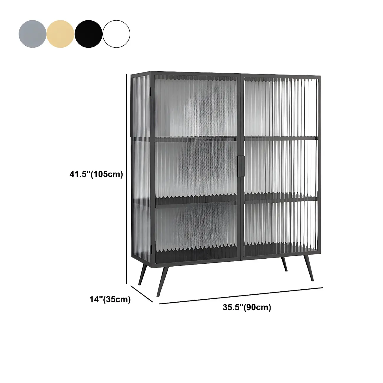 Sleek Black Metal Square Glass Display Cabinet