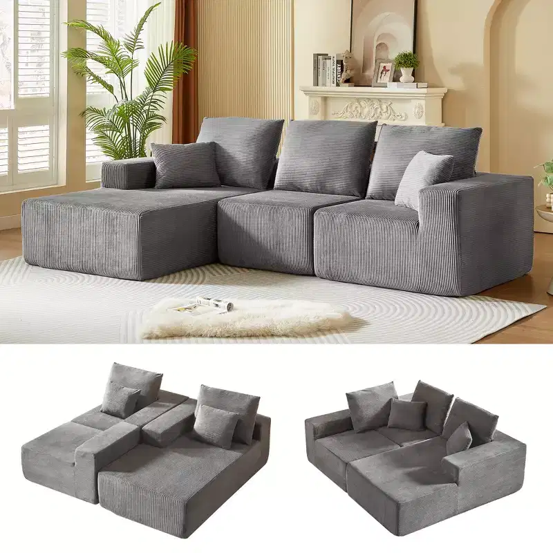 Whisen Modular Sectional Sofa with Chaise, L Shaped Cloud Couch, No Assembly Required
