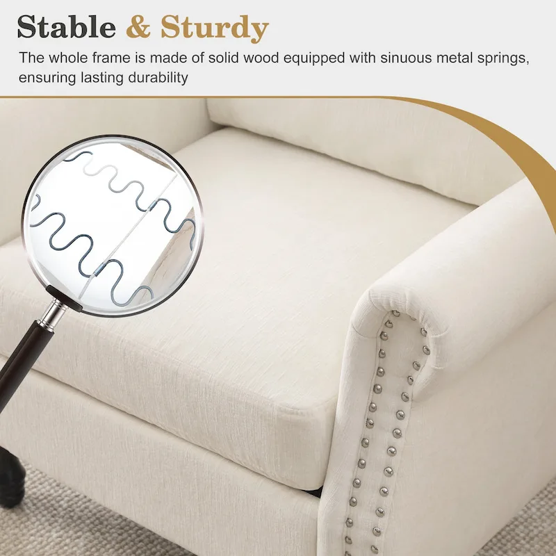 Modern Upholstered Armchair Nailhead Trim Accent Chair (Set of 2)